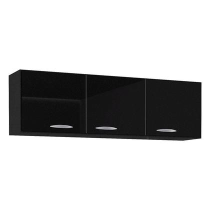 Imagem de Balcão de Pia e Armário Aéreo 120 cm Preto  Poquema