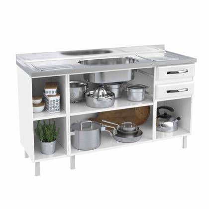 Imagem de Balcão de Pia em Aço 3 Portas 2 Gavetas sem Pia Star New Telasul