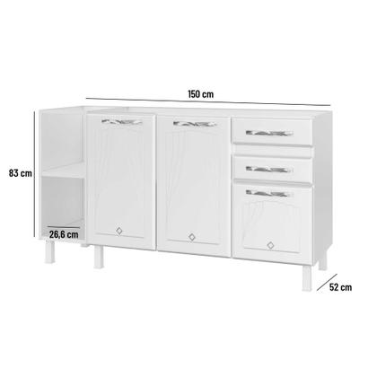 Imagem de Balcão de Pia em Aço 3 Portas 2 Gavetas sem Pia Star New Telasul