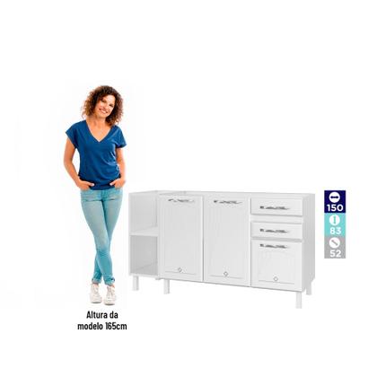 Imagem de Balcão de Pia em Aço 3 Portas 2 Gavetas sem Pia Star New Telasul