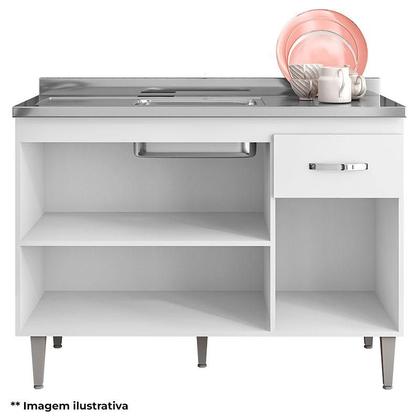 Imagem de Balcão de Pia Gabriela 120cm e Armário Aéreo Andréia Amêndoa Branco - AJL