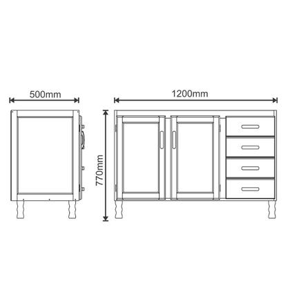 Imagem de Balcão de Pia para Cozinha 120 cm 2 Portas 4 Gavetas Frida