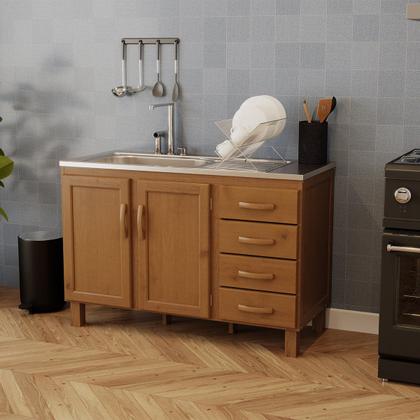 Imagem de Balcão de Pia para Cozinha 120 cm 2 Portas 4 Gavetas Frida