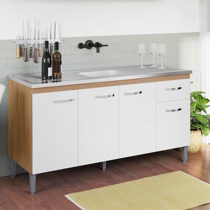 Imagem de Balcão de Pia para Cozinha 150 cm Graziela 4 Portas 1 Gaveta