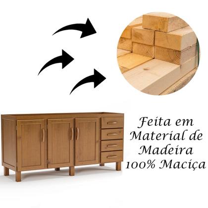 Imagem de Balcão de Pia para Cozinha 160 cm 3 Portas 4 Gavetas Frida
