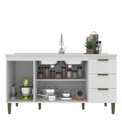 Imagem de Balcão de Pia para Cozinha 3 Portas 3 Gavetas