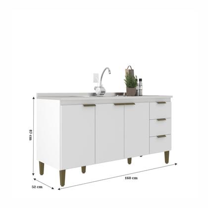 Imagem de Balcão de Pia para Cozinha 3 Portas 3 Gavetas