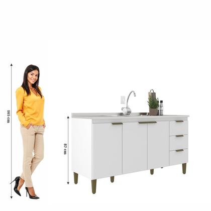 Imagem de Balcão de Pia para Cozinha 3 Portas 3 Gavetas