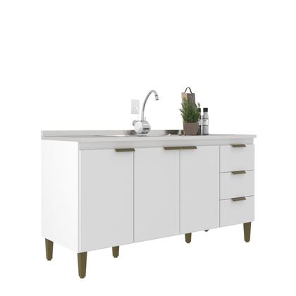 Imagem de Balcão de Pia para Cozinha 3 Portas 3 Gavetas