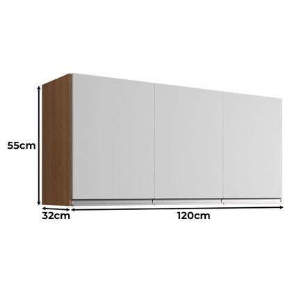 Imagem de Balcão de Pia Tatiane 100cm e Armário Aéreo Andréia 3 Portas Amêndoa Branco - AJL