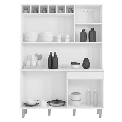 Imagem de Balcão de Pia Tatiane 120 cm e Armário Cozinha Kit Alice Preto Fosco - AJL