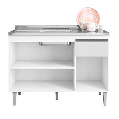 Imagem de Balcão de Pia Tatiane 120 cm e Armário Cozinha Kit Márcia Branco Brilho - AJL