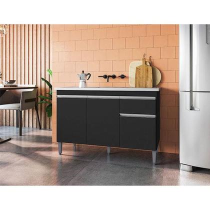 Imagem de Balcão De Pia Tatiane 120 Cm Preto Fosco - Ajl