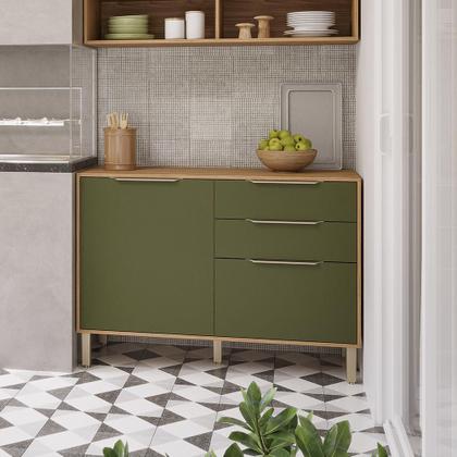 Imagem de Balcão Divina 120 cm Para Cozinha com 2 Portas e 2 Gavetas