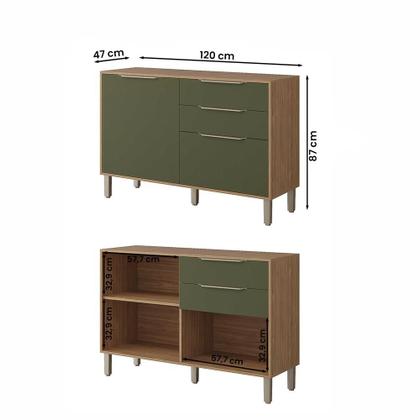 Imagem de Balcão Divina 120 cm Para Cozinha com 2 Portas e 2 Gavetas