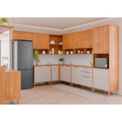 Imagem de Balcão Divina 80 cm Cooktop 2 Portas - Cinamomo/Off White