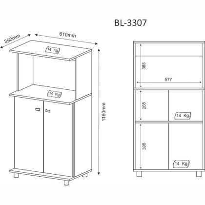 Imagem de Balcão duplo para forno e microondas BL3307 Tecnomóbili
