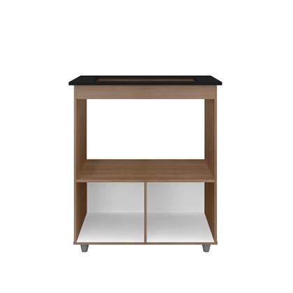 Imagem de Balcão Elisa para Cooktop 5 Bocas com Nicho para Forno/Microondas - Savana/Preto Móblis