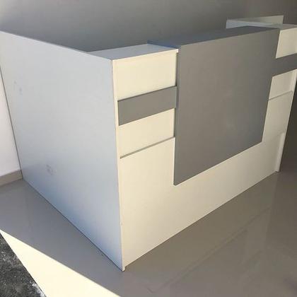 Imagem de Balcão em L Recepção Caixa 129cm Branco Alto Padrão 100%Mdf Modelo 1.1