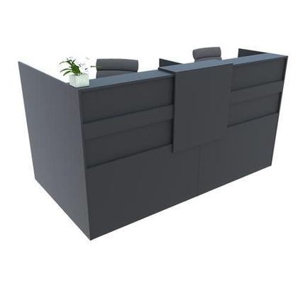 Imagem de Balcão em L Recepção Caixa 181cm Preto Alto Padrão Mod 1.1