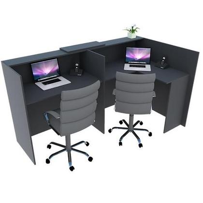 Imagem de Balcão em L Recepção Caixa 181cm Preto Alto Padrão Mod 1.1