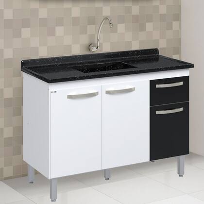 Imagem de Balcão Flat De Cozinha Para Pia 3 Portas 1 gaveta 1,16 Rorato