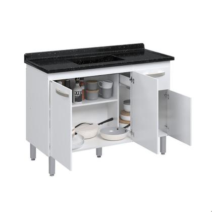 Imagem de Balcão Flat De Cozinha Para Pia 3 Portas 1 gaveta 1,16 Rorato