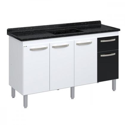 Imagem de Balcão Flat De Cozinha Para Pia 4 Portas 1 gaveta 1,43 Rorato