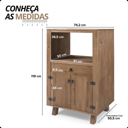 Imagem de Balcão Forno Rústico Torre Quente Madeira Tratada 74cm Carvalho