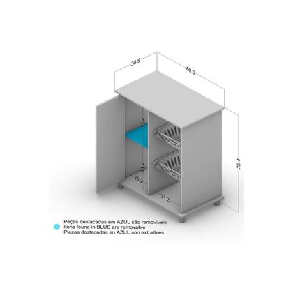 Imagem de Balcão Fruteira Cozinha Cuiabá c/ 1 Porta e 2 Cestos Branco - Politorno