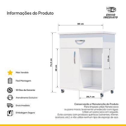 Imagem de Balcão Fruteira Multiuso Suporte Microondas/ Bebedouro Armário Cozinha