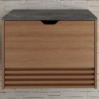 Imagem de Balcao Gabinete 1 Gaveta Ripada BN3613 Amendoa Marmore Lunar Tecno Mobili