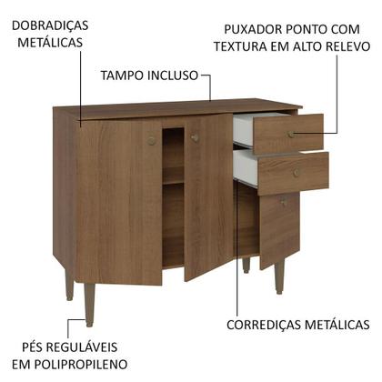 Imagem de Balcão Gabinete 3 Portas 2 Gavetas Rustic Gourmet Madesa