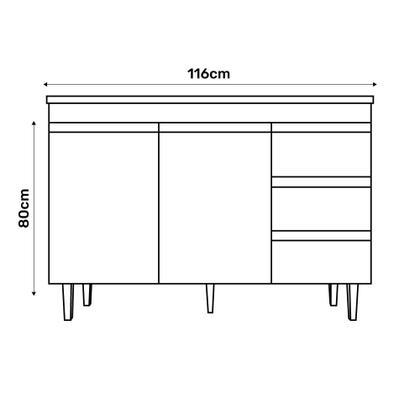 Imagem de Balcão Gabinete Andréia de Pia 120cm Sem Tampo 2 Portas Preto - Desk Design