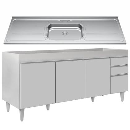 Imagem de Balcão Gabinete Com Pia 180cm Dallas Branco - Lumil
