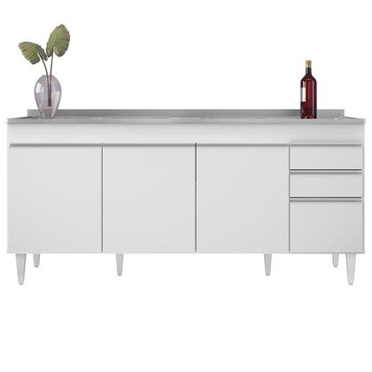 Imagem de Balcão Gabinete Com Pia 180cm Dallas Branco - Lumil