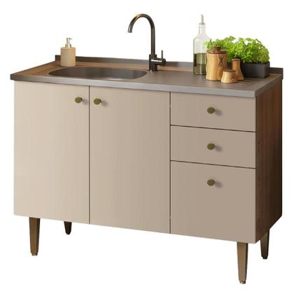 Imagem de Balcão Gabinete com Pia 3 Portas e 2 Gavetas 105cm Gourmet Madesa
