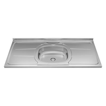 Imagem de Balcão Gabinete com Pia Inox 120cm 2 Portas 3 Gavetas Andréia Preto Total - AJL Móveis