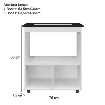 Imagem de Balcão Gabinete de Cozinha Para Fogão Cooktop e Forno Microondas Elisa Branco Moblis