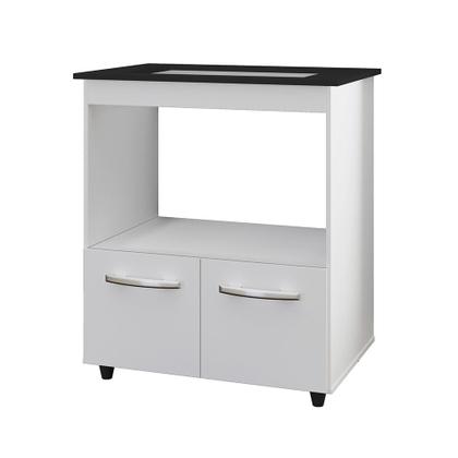 Imagem de Balcão Gabinete de Cozinha Para Fogão Cooktop e Forno Microondas Elisa Branco Moblis