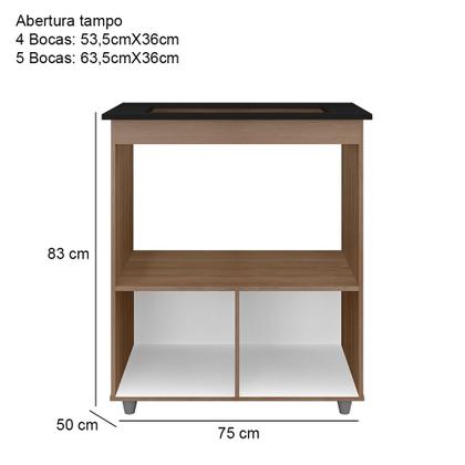 Imagem de Balcão Gabinete de Cozinha Para Fogão Cooktop e Forno Microondas Elisa Savana Off White Moblis