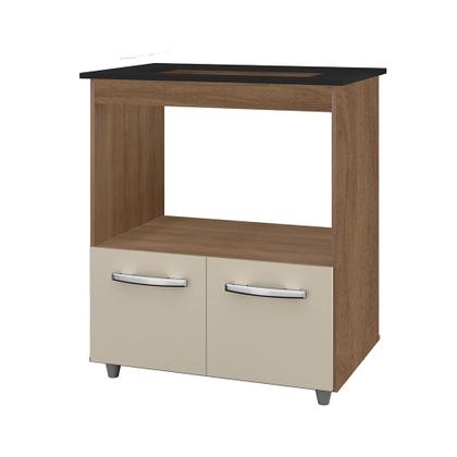 Imagem de Balcão Gabinete de Cozinha Para Fogão Cooktop e Forno Microondas Elisa Savana Off White Moblis
