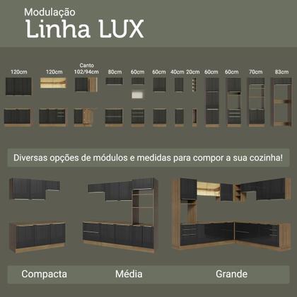 Imagem de Balcão Gabinete de Pia 120 cm 2 Portas 3 Gavetas (Sem Tampo) Rustic/Preto Lux Madesa