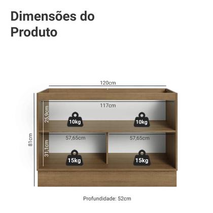 Imagem de Balcão Gabinete de Pia 120 cm 2 Portas (Sem Tampo) Lux Madesa
