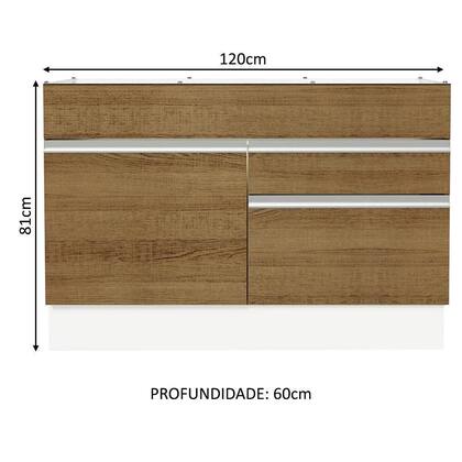Imagem de Balcão Gabinete De Pia 120 X 60 Cm 1 Porta 2 Gavetas Branco