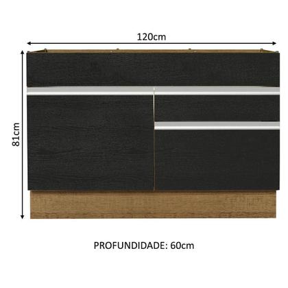 Imagem de Balcão Gabinete De Pia 120 X 60 Cm 1 Porta 2 Gavetas Rustic