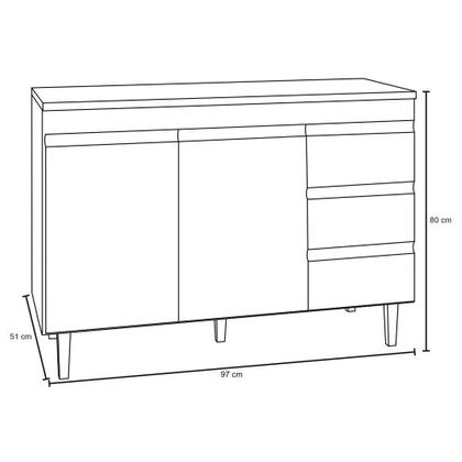 Imagem de Balcão Gabinete de Pia Andréia 100cm Branco S/ Tampo - AJL Móveis