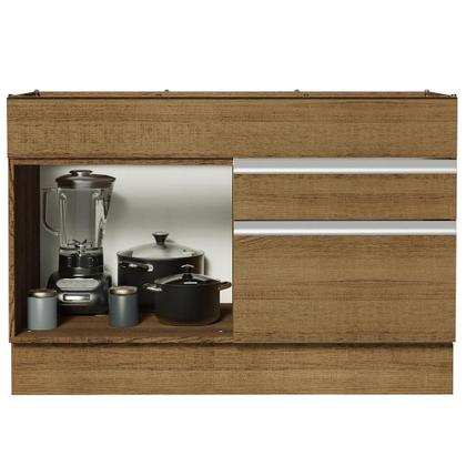 Imagem de Balcão Gabinete de Pia Armário de Cozinha 120 x 60 cm 1 Porta 2 Gavetas Rustic (Sem Tampo) Glamy Madesa