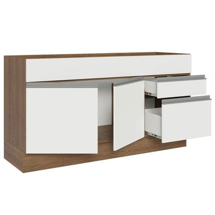 Imagem de Balcão Gabinete de Pia Armário de Cozinha 150 cm 2 Gavetas 2 Portas (Sem Tampo e Pia) Rustic/Branco Glamy Madesa