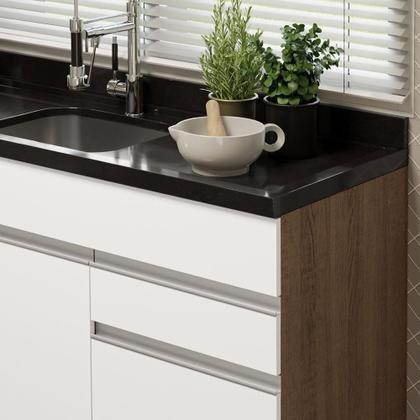 Imagem de Balcão Gabinete de Pia Armário de Cozinha 150 cm 2 Gavetas 2 Portas (Sem Tampo e Pia) Rustic/Branco Glamy Madesa